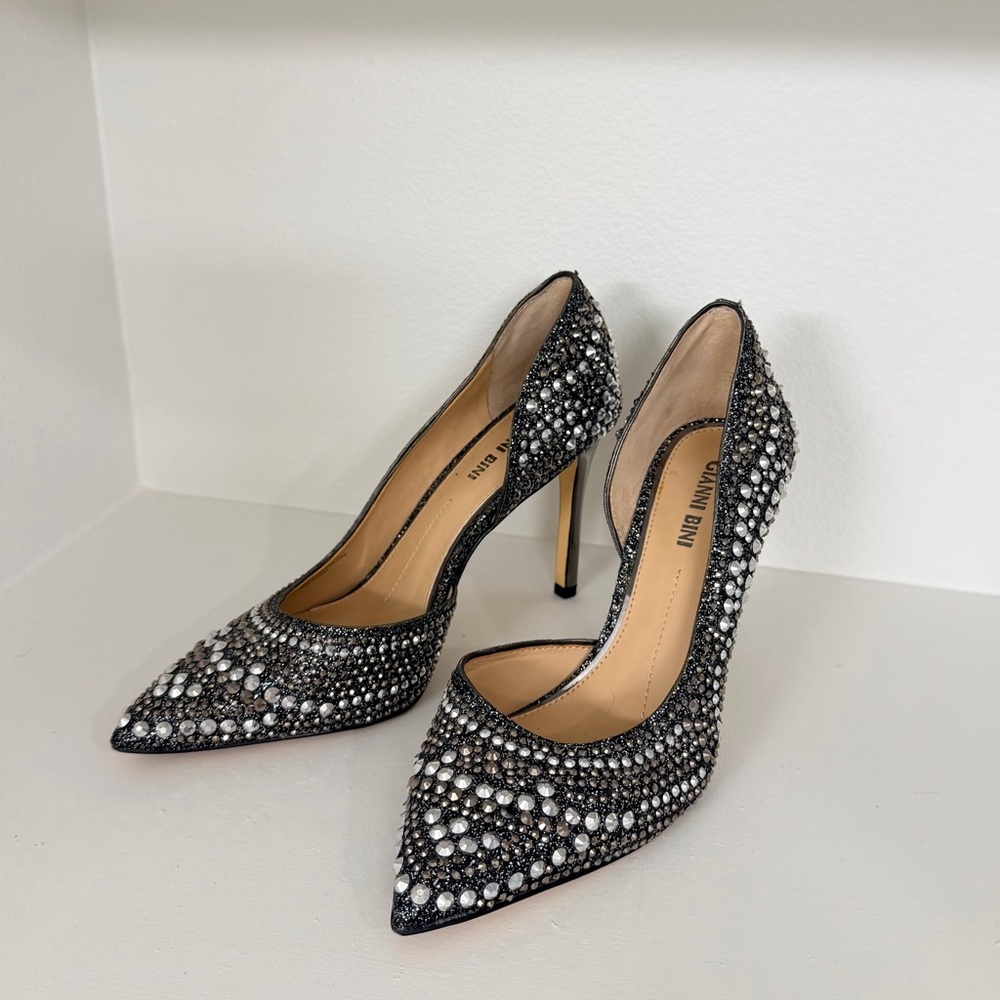 Gianni Bini Mairah Jeweled d’Orsay Stiletto Pumps in Graphite